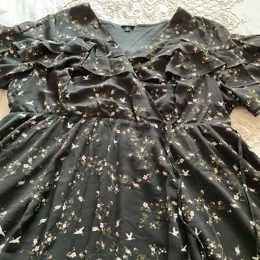 Torrid Black Floral Wrap Dress - Picture 1 of 7